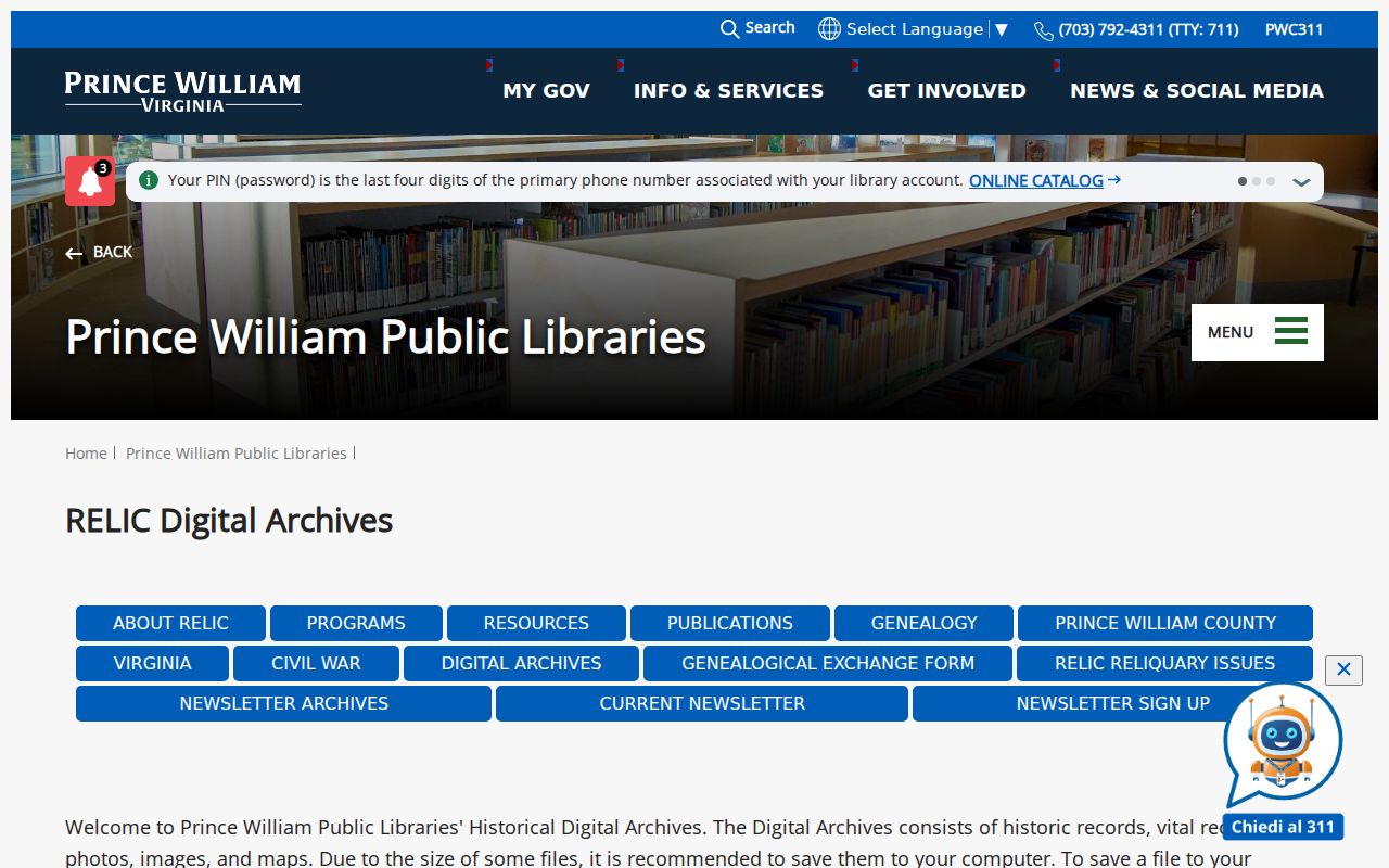 Dale City city directory research in RELIC digital local archives