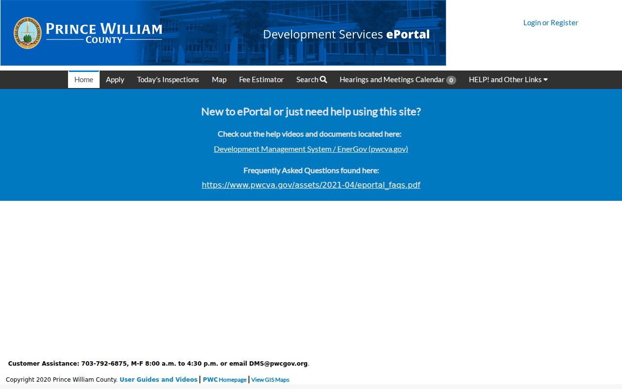 Dale City neighbors County ePortal permit and plan search
