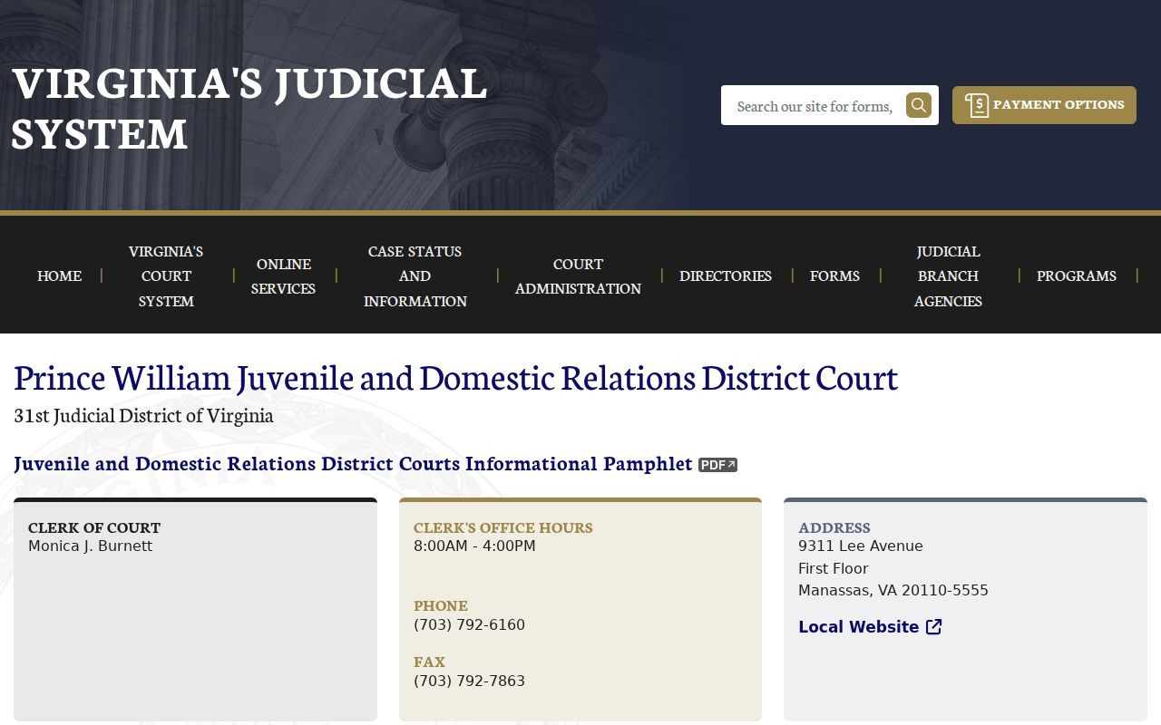 Dale City resident lookup Prince William Juvenile and Domestic Relations Court page