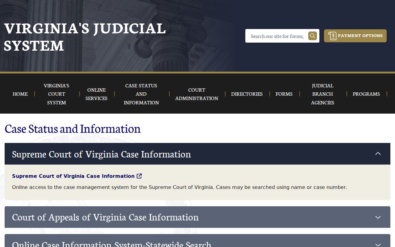 Dale City resident lookup Virginia statewide court information entry page
